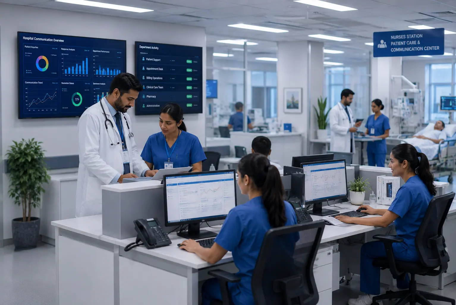 AI healthcare communication analytics for hospital workflow monitoring.