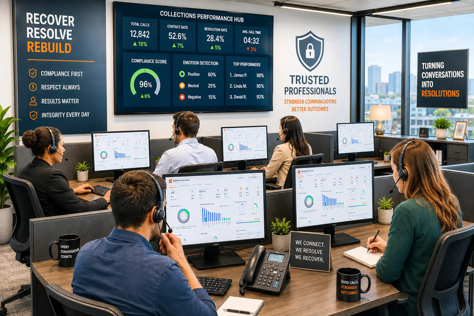 AI conversation analytics for debt collection agencies.