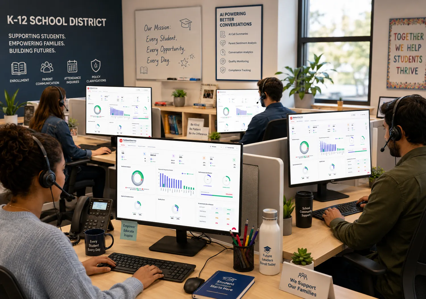 K-12 school AI call analytics dashboard