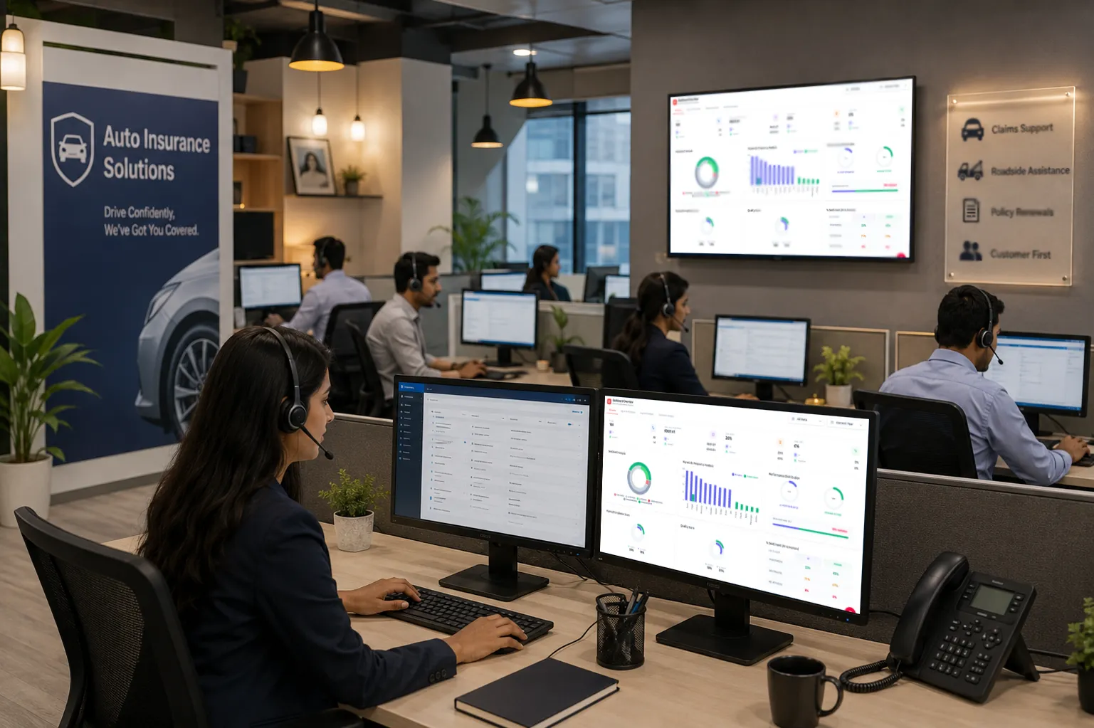 Life insurance advisors monitoring customer interactions