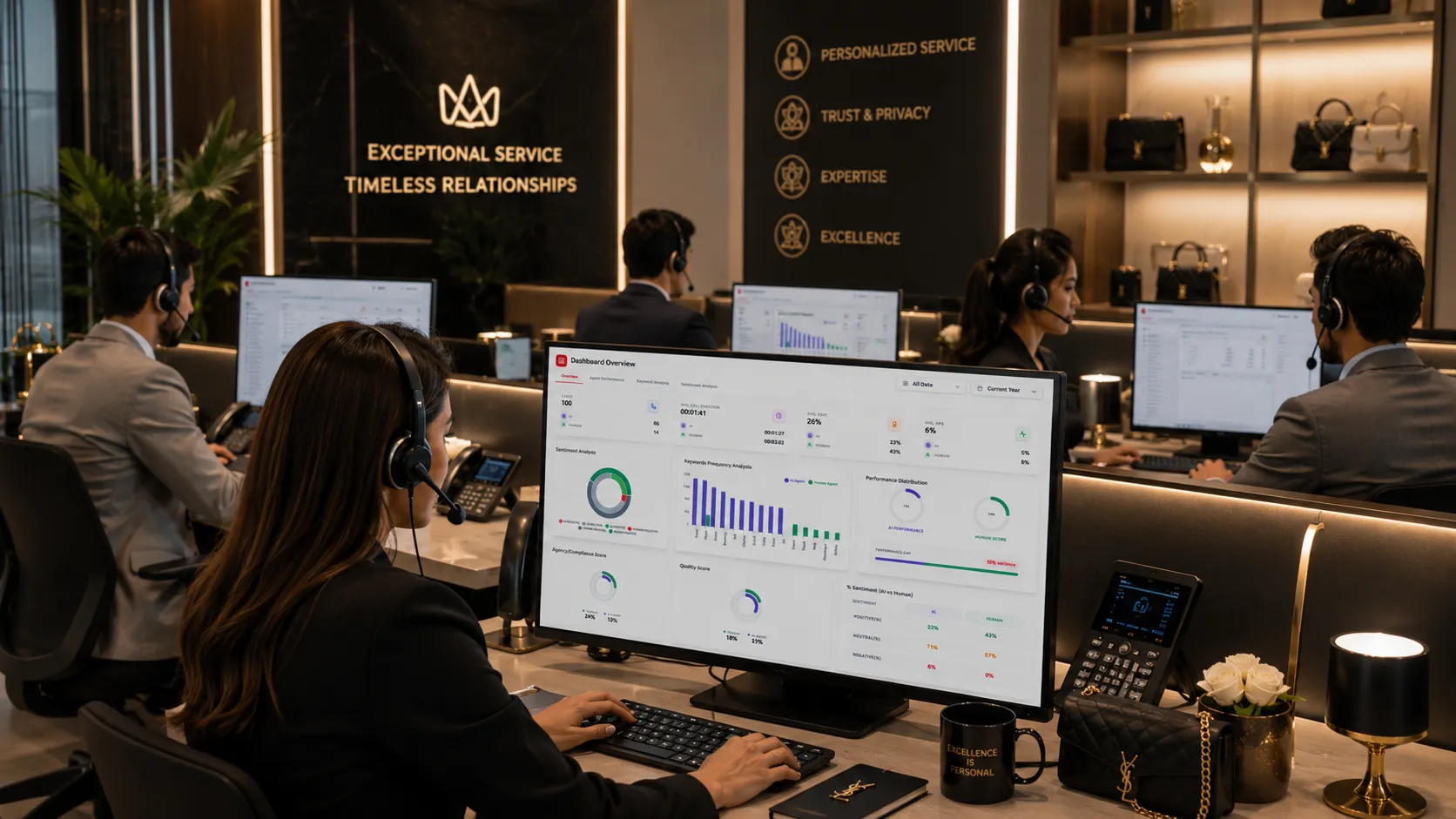 Luxury retail team using AI analytics
