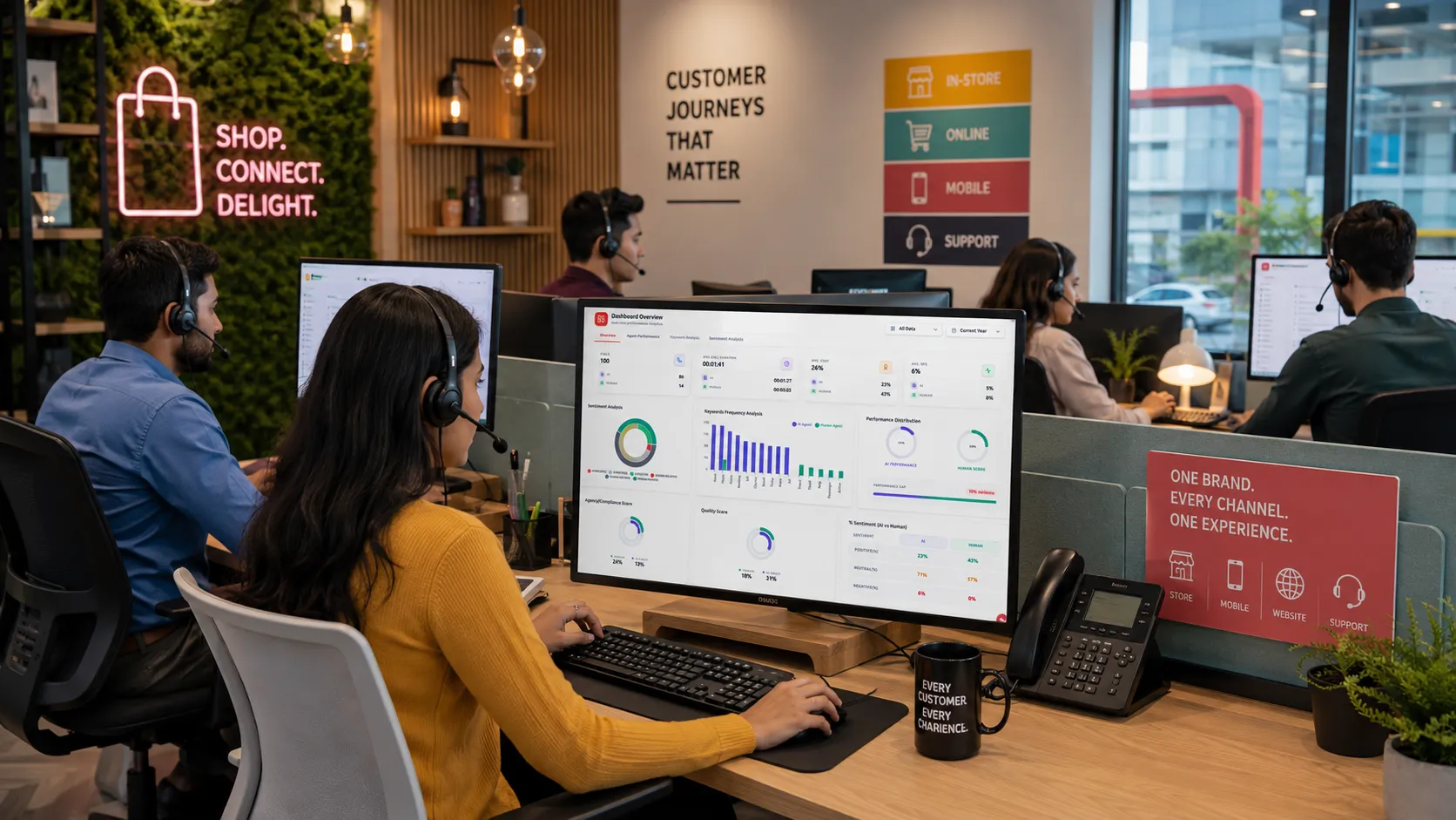 Omnichannel retail team using AI analytics