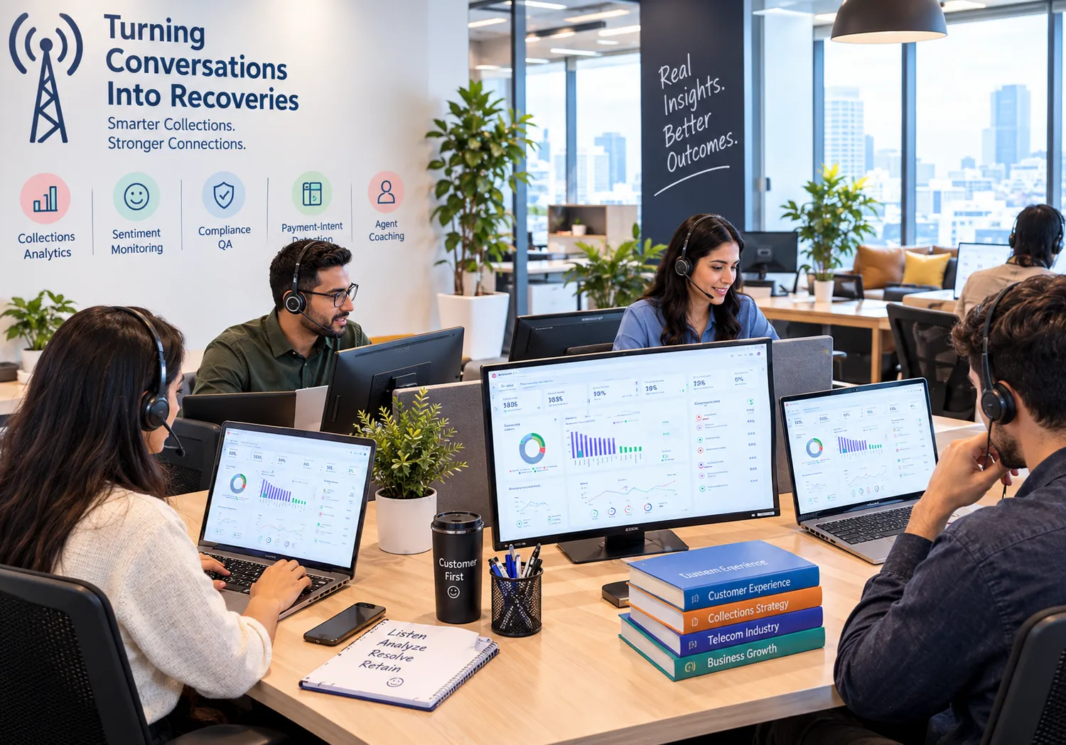 AI call analytics for telecom credit collections and customer support teams.