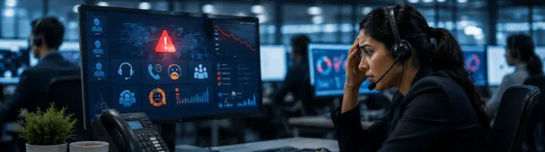 Telecom operations banner showcasing customer support challenges and client visibility solutions