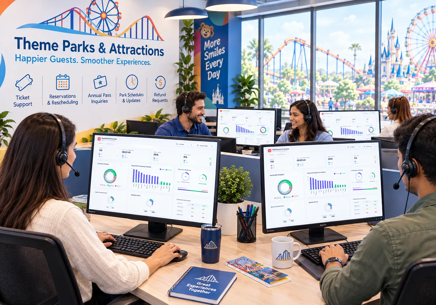AI call analytics for theme park guest service teams
