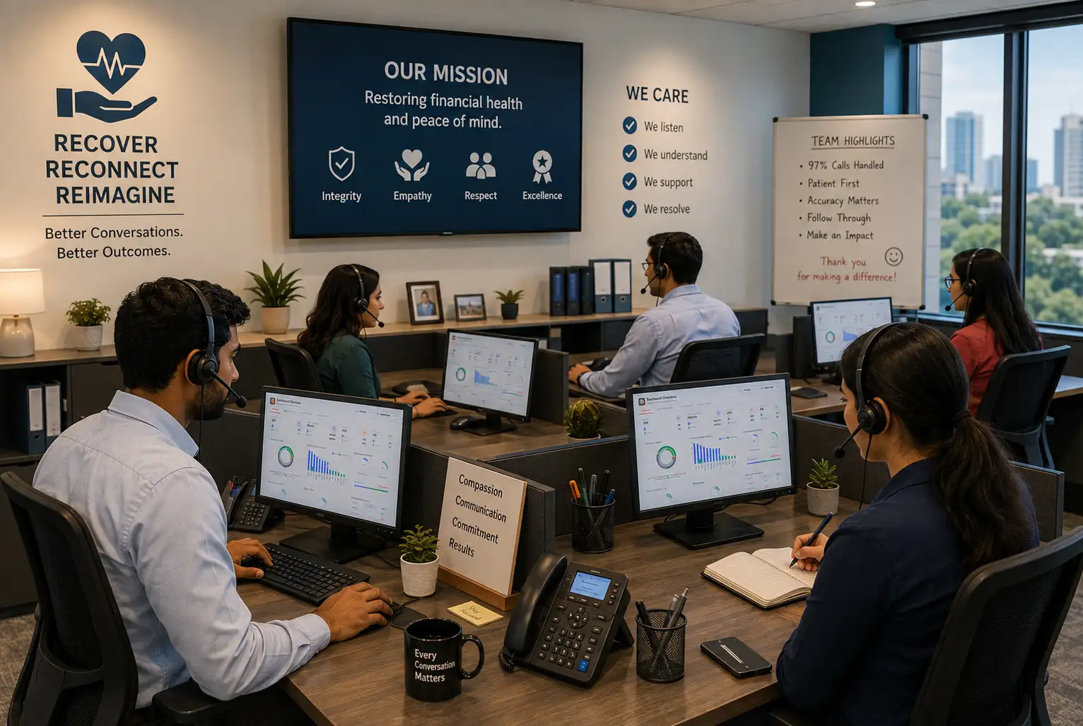 Healthcare and utility bill collections using conversation intelligence.
