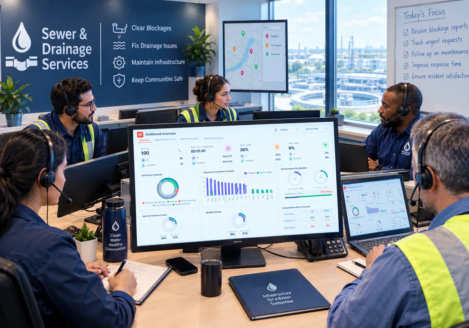AI call analytics for sewer and drainage service teams