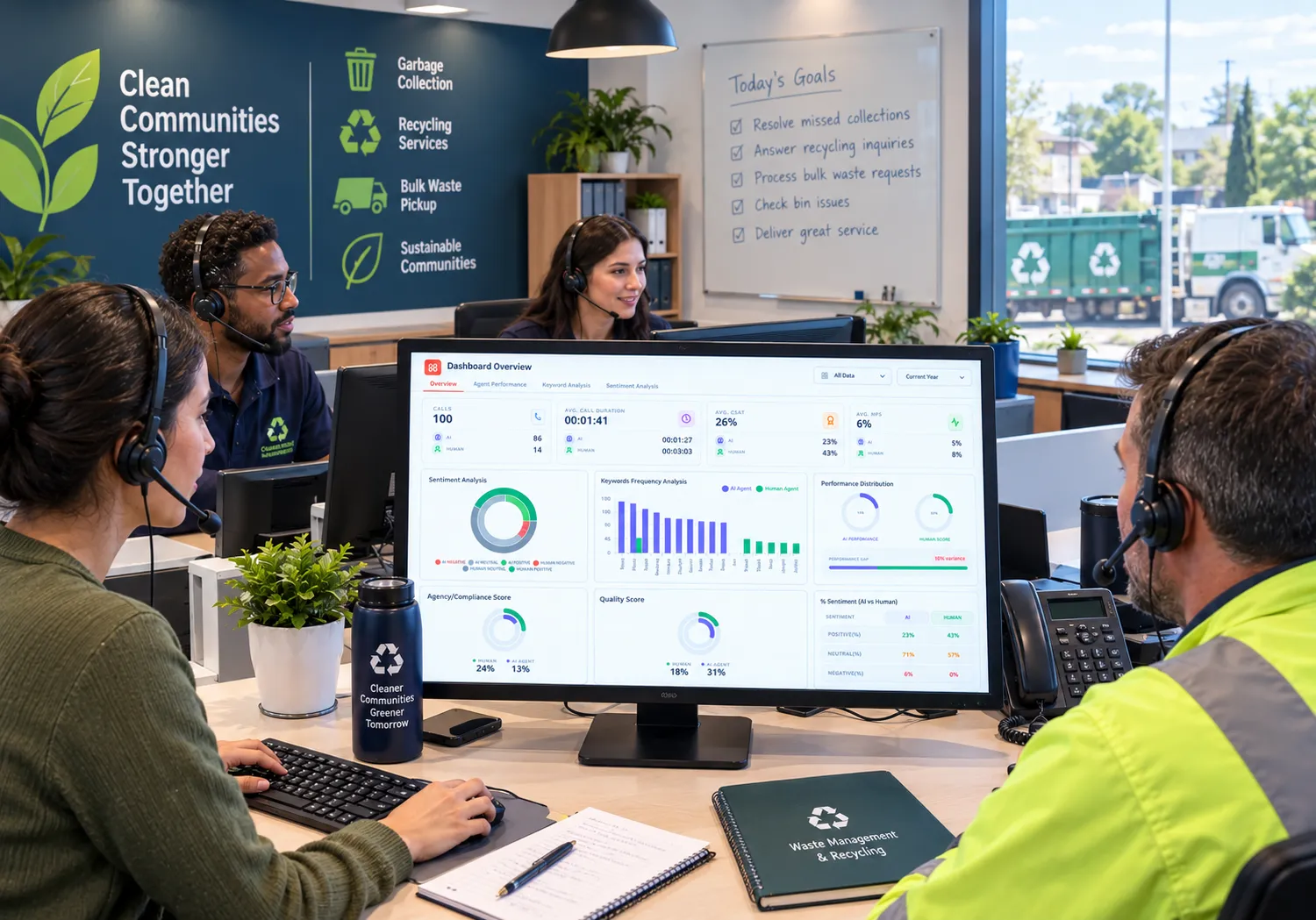 AI call analytics for garbage and waste management service contact centers